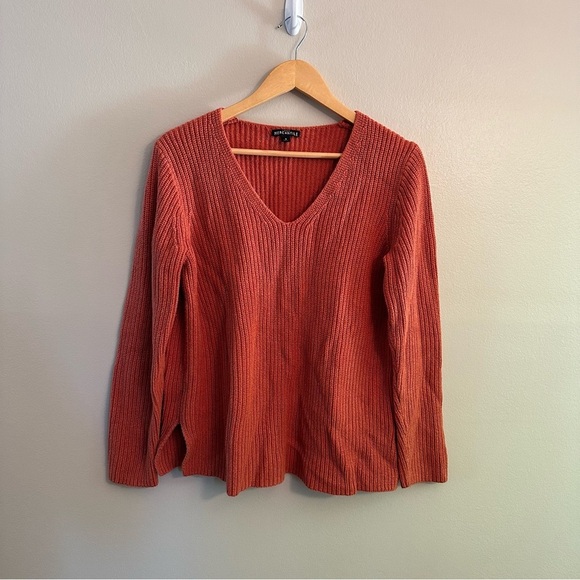 J. Crew Sweaters - J Crew Orange V-Neck Ribbed Sweater